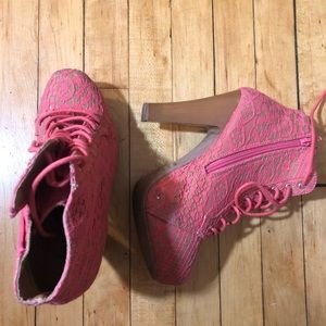 Pink Lace Bootie